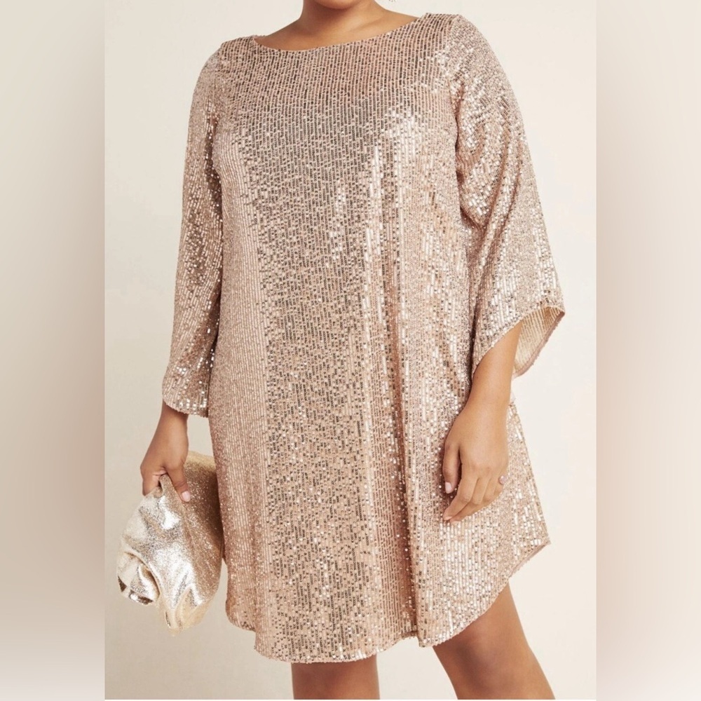 Anthropology Starling rose gold sequin mini dress, XS
